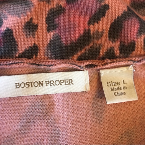 Boston Proper 🐆 Wild Blush Leopard Peplum Cardigan | Sz L - Picture 7 of 8